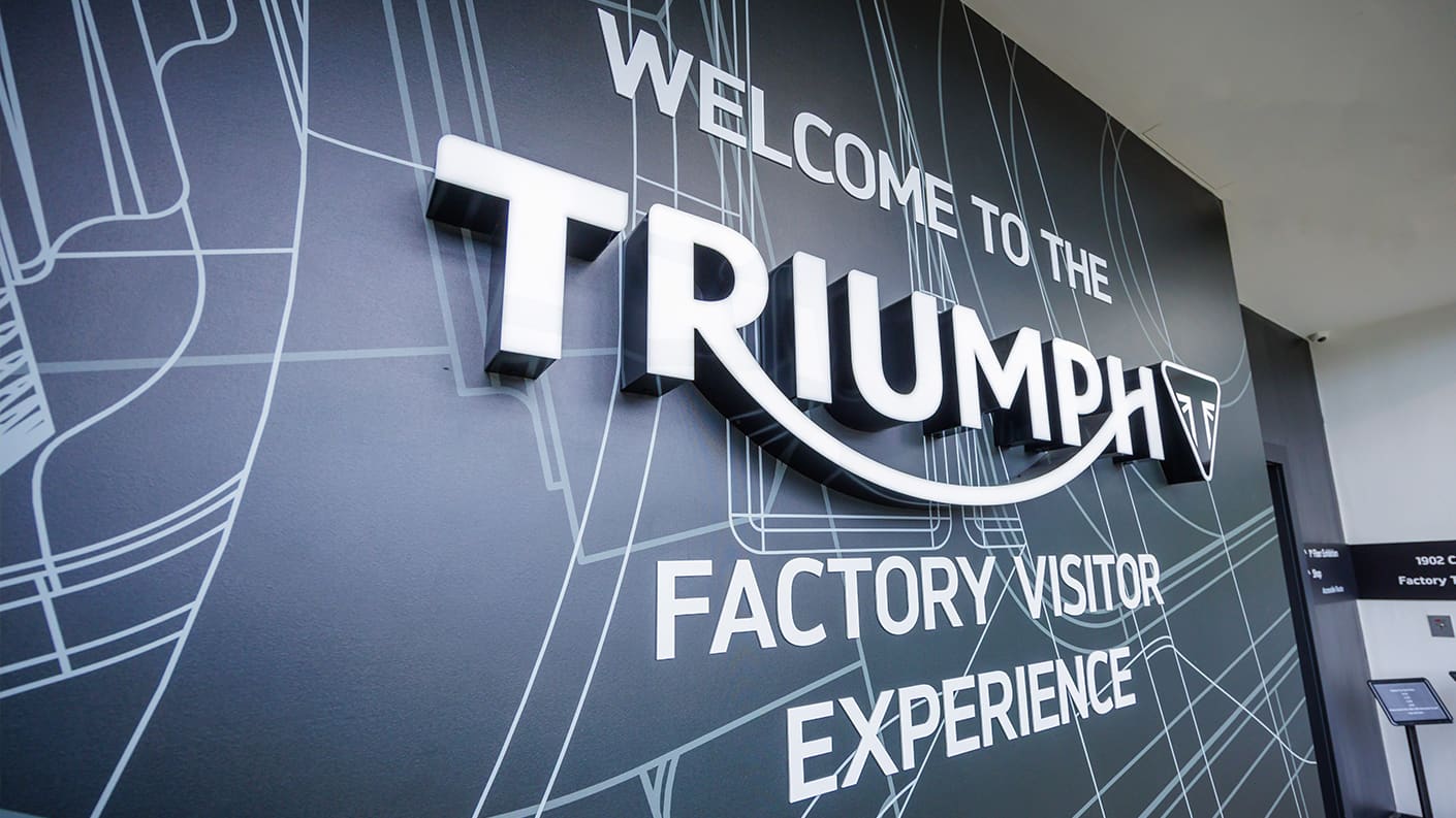 Triumph Factory Visitor Experience signage